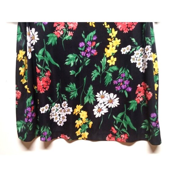 VTG Hawaiian blouse top 1X Black Floral Multicolor JoRo Fashions stretch SS EUC - Picture 4 of 7